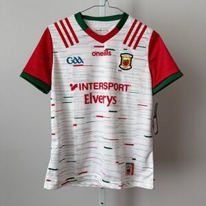 O Neills Mayo GAA 23 GK Home Jersey Kids Age 11-12 White Red Green Koolite NEW